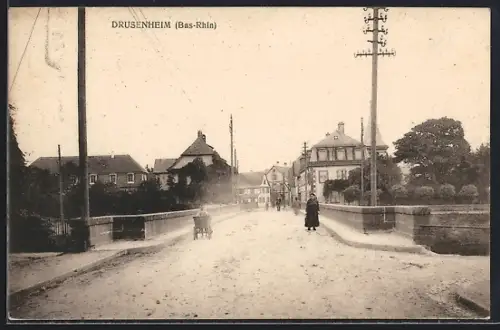 AK Drusenheim /Bas-Rhin, Vue sur le pont et les maisons environnantes