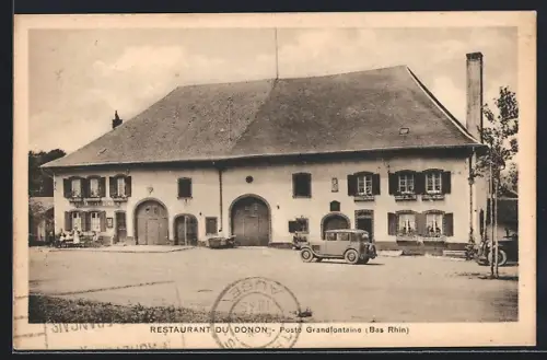 AK Grandfontaine /Bas Rhin, Restaurant du Donon, Poste Grandfontaine avec voiture ancienne