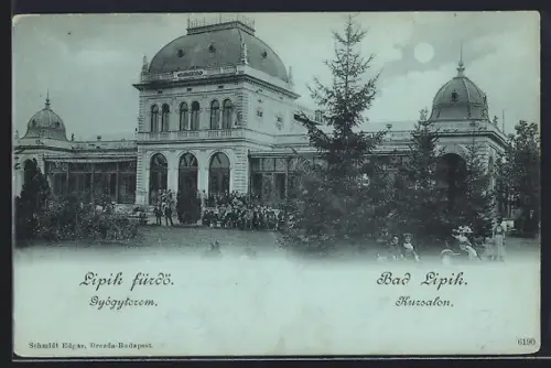 Mondschein-AK Bad Lipik, Blick auf den Kursalon