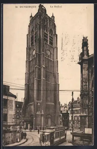AK Dunkerque, Le Beffroi, Strassenbahn