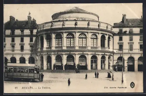 AK Rennes, Le Théâtre, Strassenbahn
