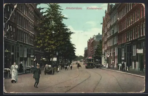AK Amsterdam, Kinkerstraat, Strassenbahn