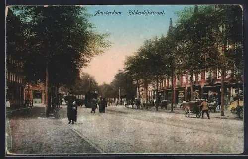 AK Amsterdam, Bilderdiksstraat, Strassenbahn