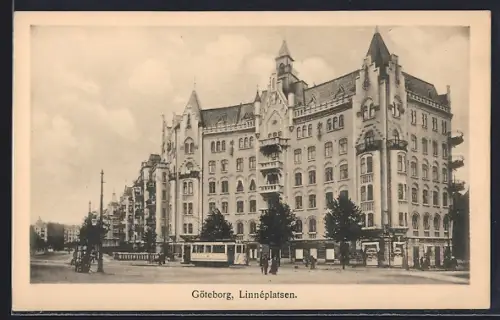 AK Göteborg, Linnéplatsen, Strassenbahn