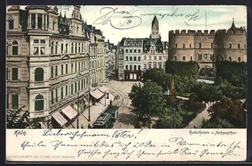 AK Köln, Rudolfplatz u. Hahnetor, Strassenbahn