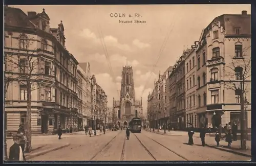 AK Cöln a. Rh., Partie an der Neusser Strasse, Strassenbahn