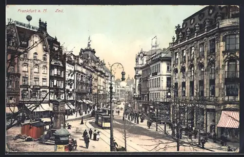 AK Frankfurt, Zeil mit Strassenbahn
