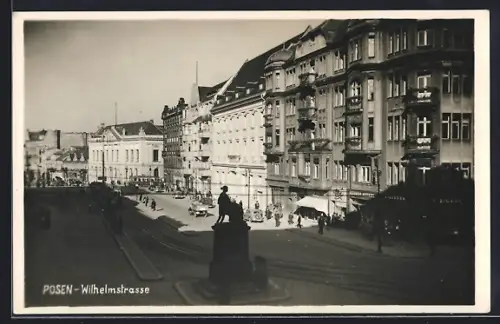 AK Posen, Wilhelmstrasse, Strassenbahn