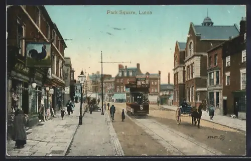 AK Luton, Park Square, Strassenbahn