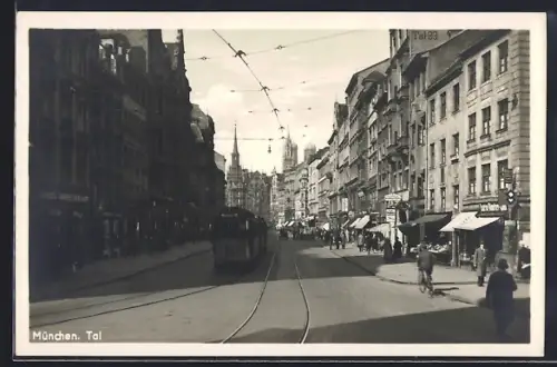 AK München, Tal mit Strassenbahn