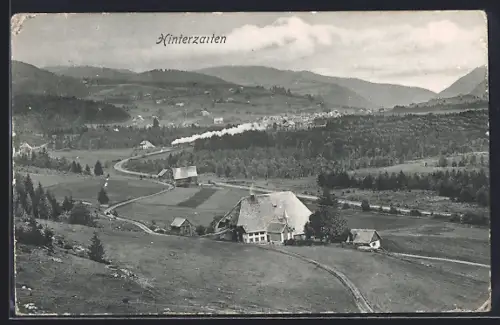 AK Hinterzarten, Ortspanorama mit Eisenbahn
