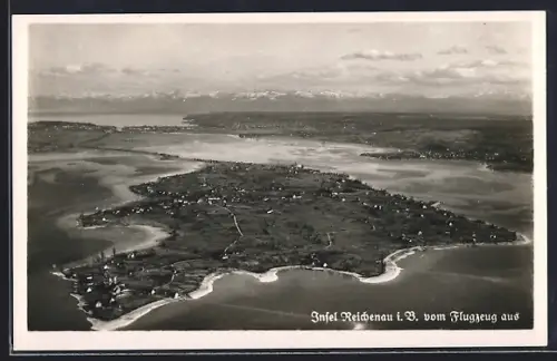 AK Reichenau i. B., Blick auf die Insel vom Flugzeug aus