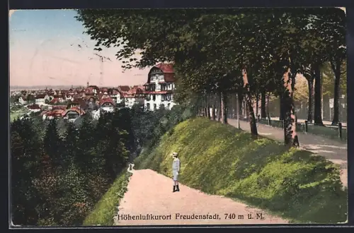 AK Freudenstadt, Spazierweg mit Blick auf den Ort