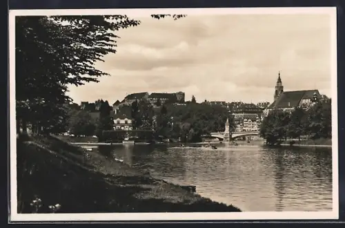 AK Tübingen a. N., Neckarpartie mit Blick auf den Ort