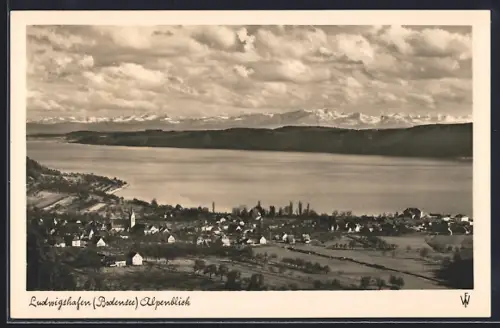 AK Ludwigshafen /Bodensee, Alpenblick vom Ort aus