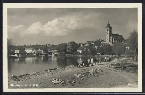 AK Nürtingen am Neckar, Ortsansicht mit Kirche