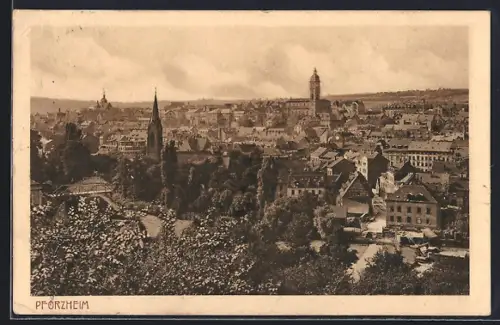 AK Pforzheim, Blick über den Ort
