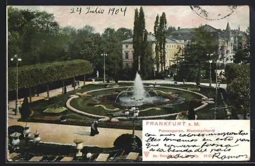 AK Frankfurt-Westend, Blumenparterre im Palmengarten