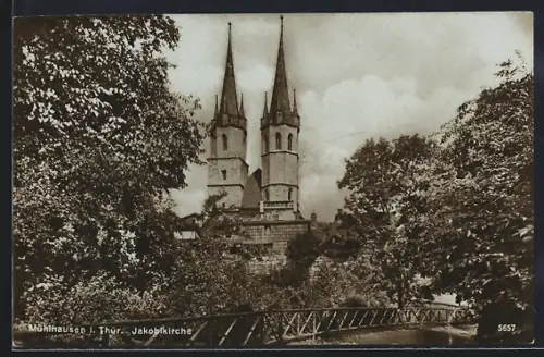 AK Mühlhausen i. Thür., Blick auf die Jakobikirche