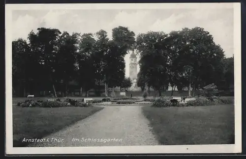 AK Arnstadt i. Thür., Partie im Schlossgarten