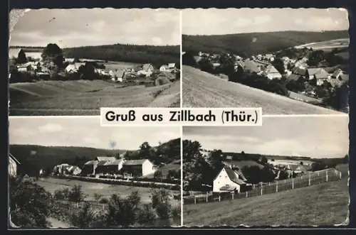 AK Zillbach /Thür., Ortsansicht mit Berglandschaft