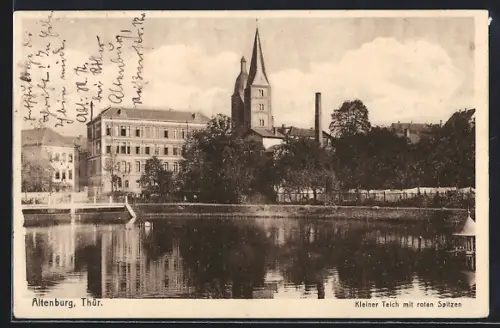 AK Altenburg /Thür., Kleiner Teich mit roten Spitzen