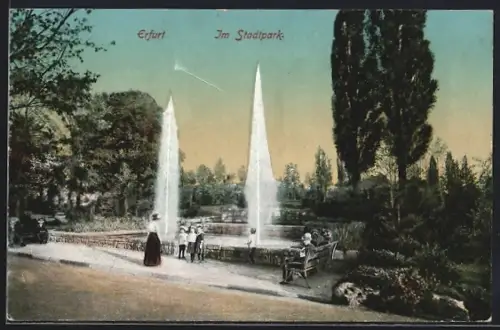 AK Erfurt, Springbrunnen im Stadtpark