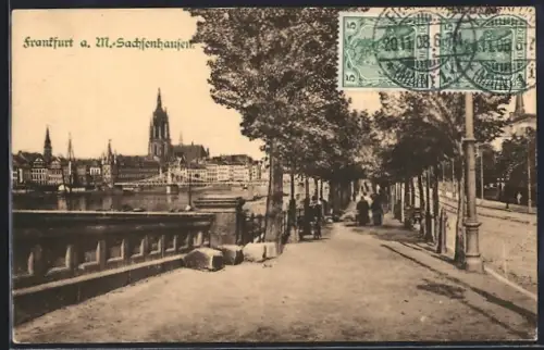 AK Frankfurt a. M.-Sachsenhausen, Uferpromenade im Ort