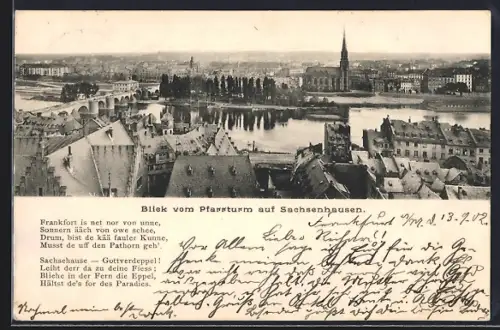 AK Frankfurt am Main, Blick vom Pfarrturm auf Sachsenhausen