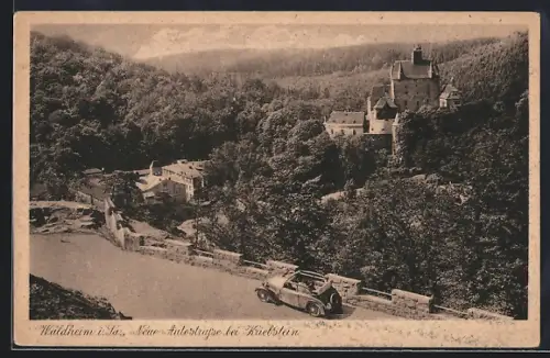AK Waldheim i. Sa., Neue Autostrasse bei Kriebstein