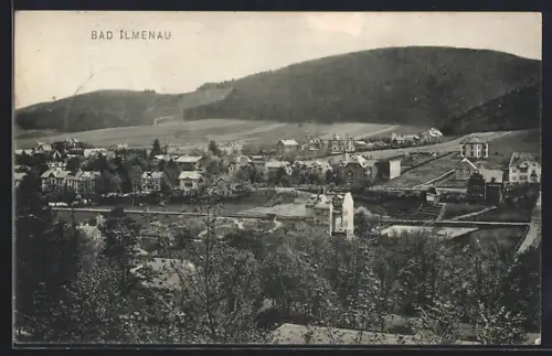 AK Bad Ilmenau, Ortsansicht mit Villen und Hügeln