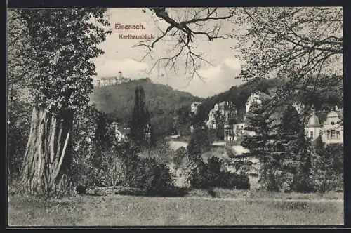 AK Eisenach / Thüringen, Karthausblick mit Bergen