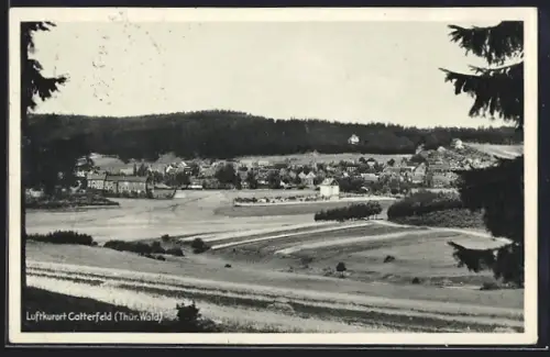 AK Catterfeld /Thür. Wald, Ortsansicht mit Wald