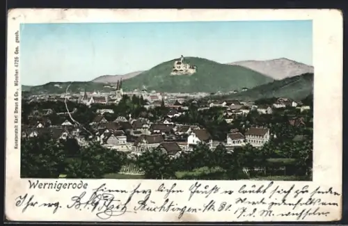 AK Wernigerode, Stadtansicht, Schloss, Kirche