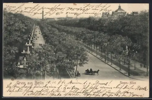 AK Berlin-Tiergarten, Blick in die Siegesallee