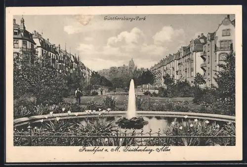 AK Frankfurt-Nordend, Günthersburg-Allee, Günthersburg-Park, Springbrunnen
