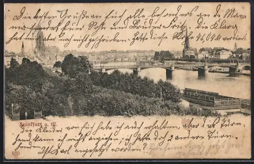 AK Frankfurt a. M., Ortsansicht mit Brücke