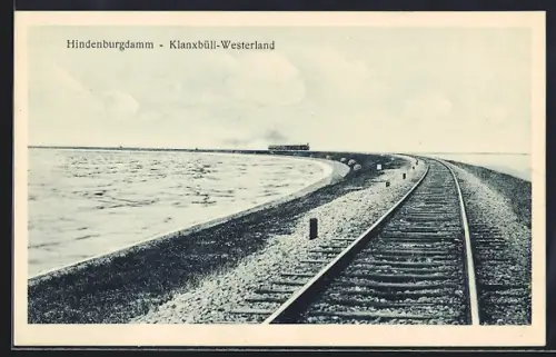 AK Klanxbüll, Bahngleise auf dem Hindenburgdamm