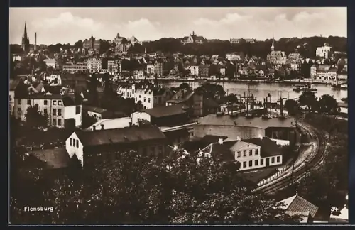 AK Flensburg /Nordmark, Stadtansicht Flusspartie