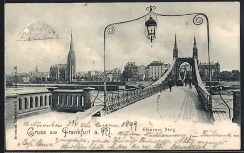 AK Alt-Frankfurt, Partie auf dem Eisernen Steg