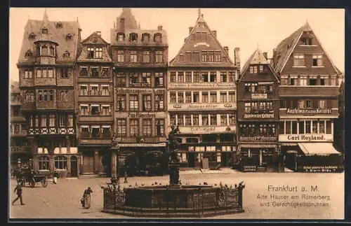 AK Alt-Frankfurt, Alte Häuser am Römerberg und Gerechtigkeitsbrunnen