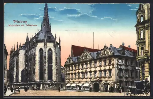 AK Würzburg, Marktplatz mit Falkenhaus
