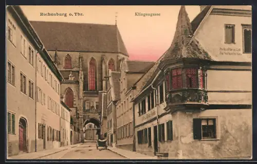 AK Rothenburg o. Tbr., Blick in die Klingengasse