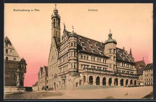 AK Rothenburg o. Tbr., Partie am Rathaus