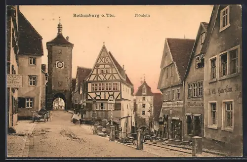 AK Rothenburg o. Tbr., Partie im Plönlein