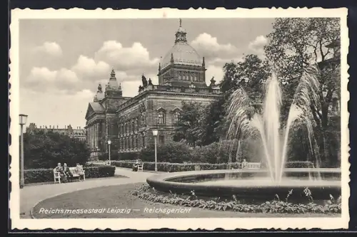 AK Leipzig, Reichsgericht mit Springbrunnen
