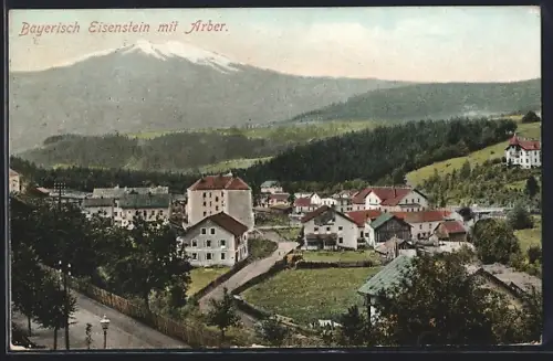 AK Bayerisch Eisenstein, Ortsansicht mit Arber