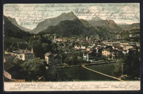 AK Bad Reichenhall, Stadtansicht mit Bergen