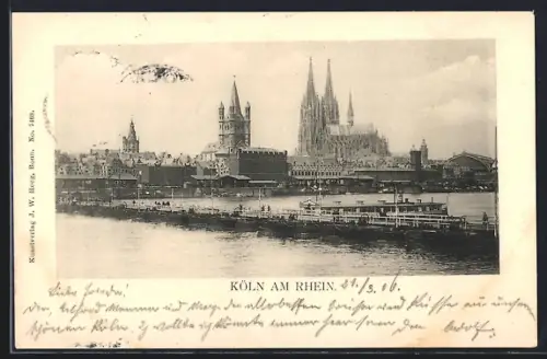AK Köln am Rhein, Dom mit Rheinufer