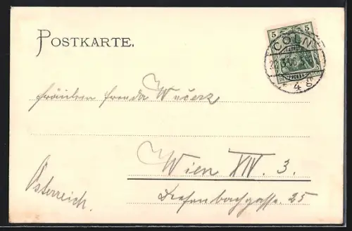 AK Köln am Rhein, Dom mit Rheinufer